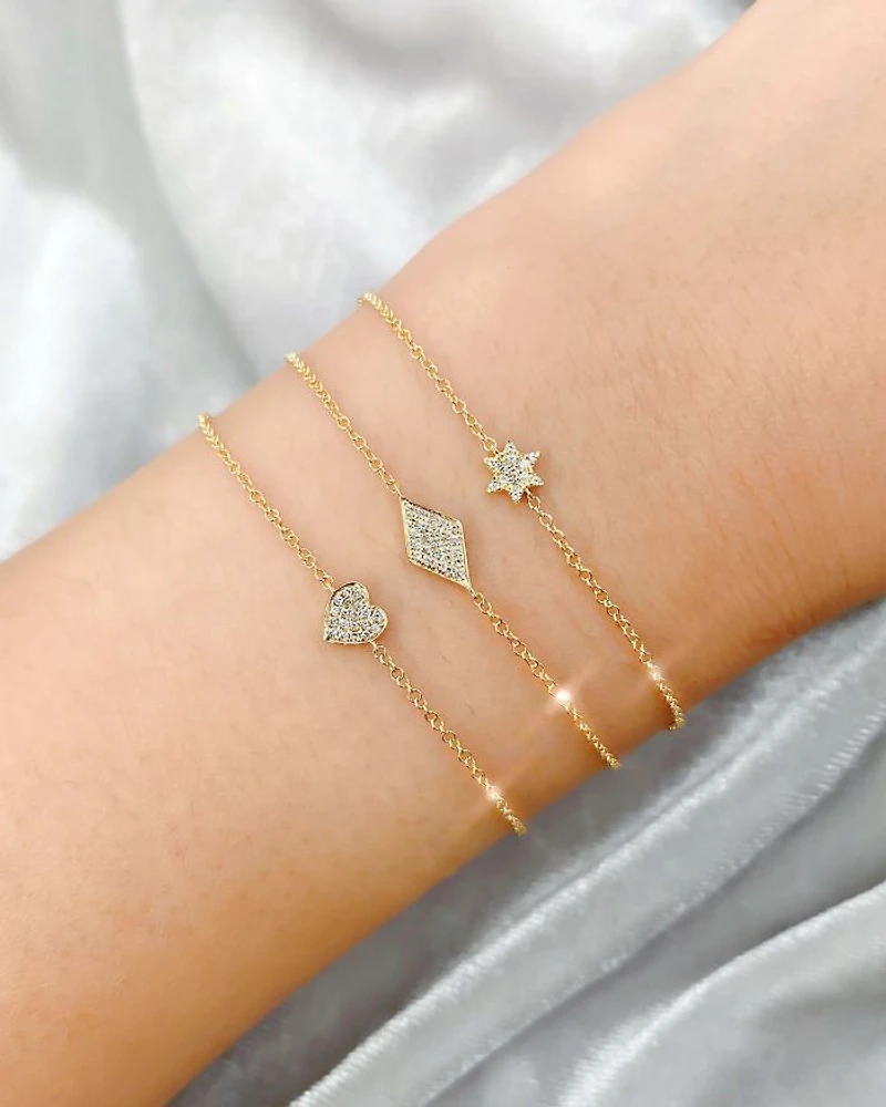 14K Yellow Gold Diamond Heart Bracelet - Exclusive