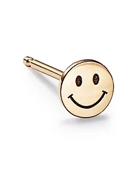14K Yellow Gold Itty Bitty Smiley Face Single Stud Earring
