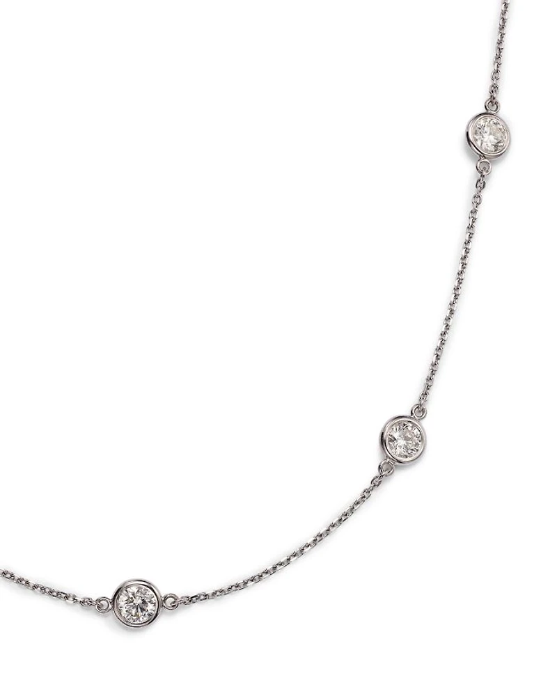 Diamond Station Necklace in 14K White Gold, 2.60 tcw