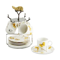 Butterfly Ginkgo Demitasse Cup & Saucer Set with Stand