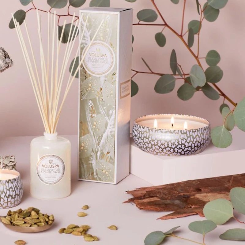 Eucalyptus & White Sage Three Wick Tin Candle 12 oz.