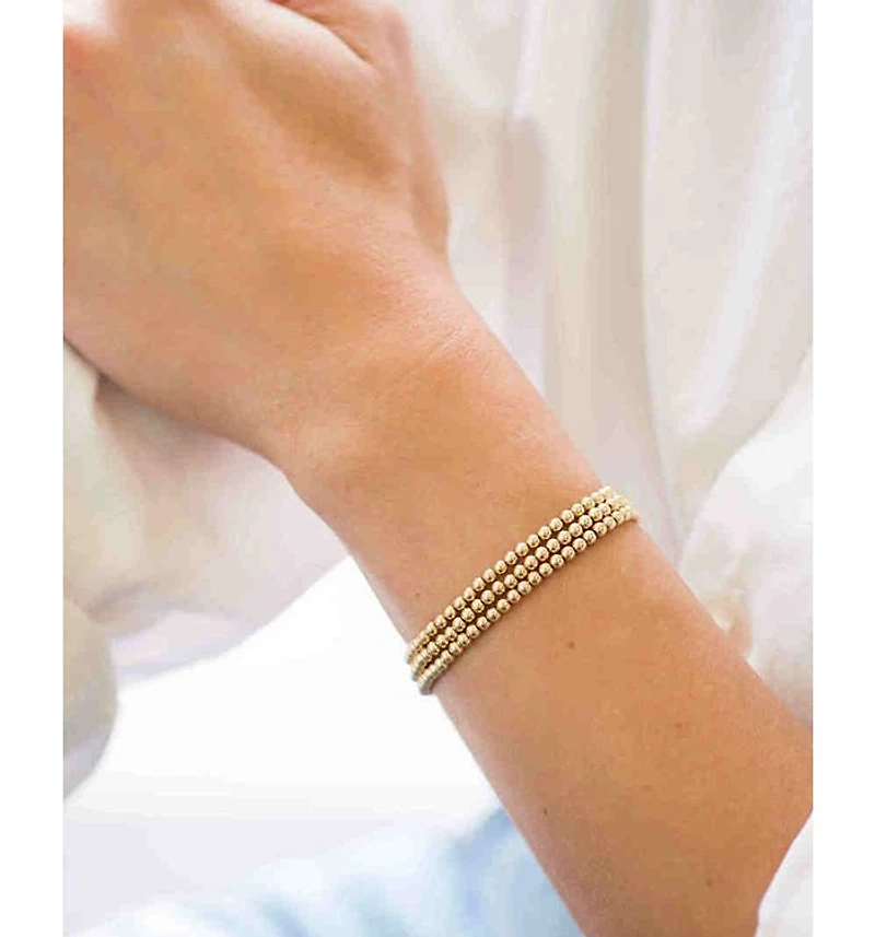 14K Yellow Gold Beaded Stretch Bracelet