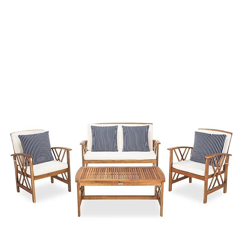 Safavieh Fontana 4-Piece Outdoor Living Set with Accent Pillows