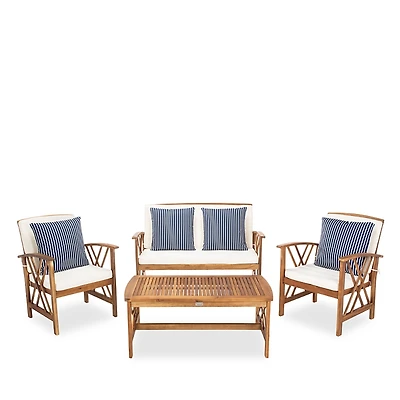 Safavieh Fontana 4-Piece Outdoor Living Set with Accent Pillows