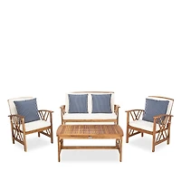 Safavieh Fontana 4-Piece Outdoor Living Set with Accent Pillows