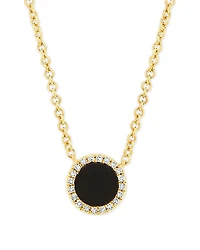 Moon & Meadow 14K Yellow Gold Kate Onyx & Diamond Halo Pendant Necklace, 18 - Exclusive