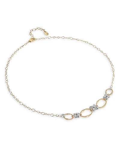 Marco Bicego 18K White & Yellow Gold Marrakech Onde Diamond Flower Collar Necklace. 16.5