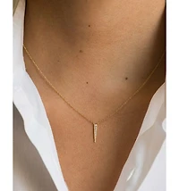 14K Yellow Gold Diamond Dagger Pendant Necklace, 18"
