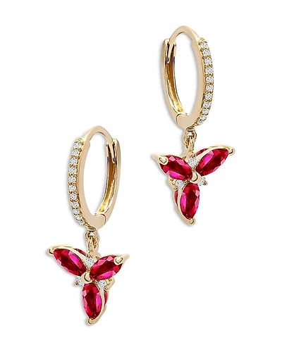 Bloomingdale's Fine Collection Ruby & Diamond Trio Drop Earrings