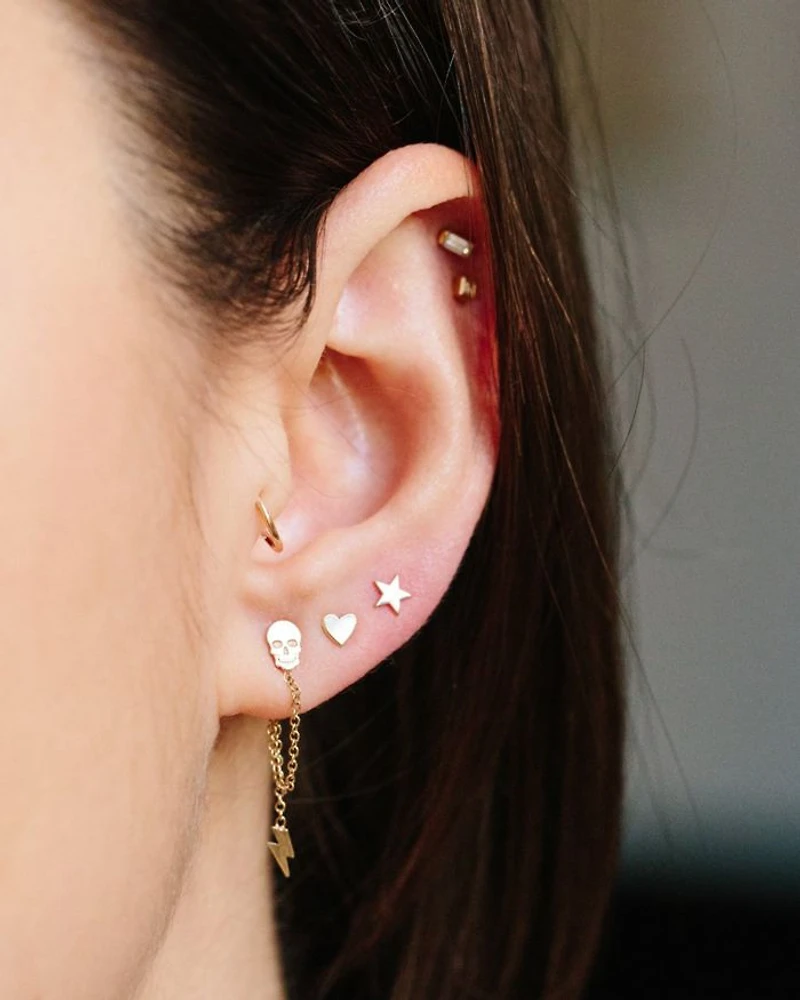 14K Yellow Gold Single Itty Bitty Heart Stud Earring
