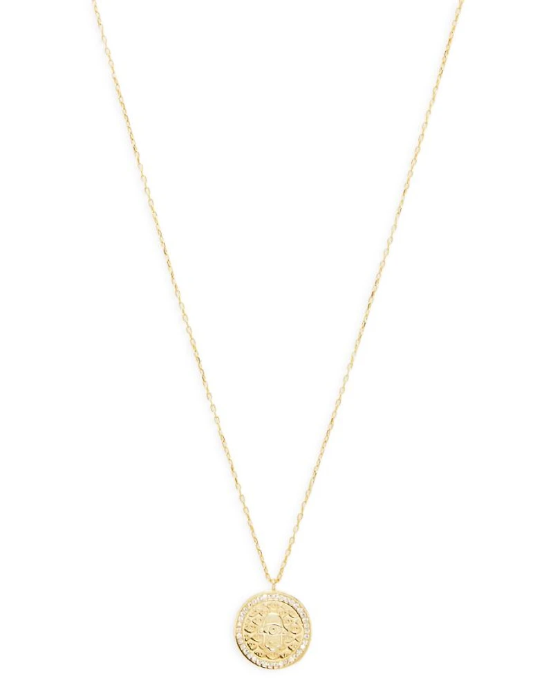 G Hamsa Pavé Evil Eye Pendant Necklace in 14K Gold Plated Sterling Silver, 16"-18"