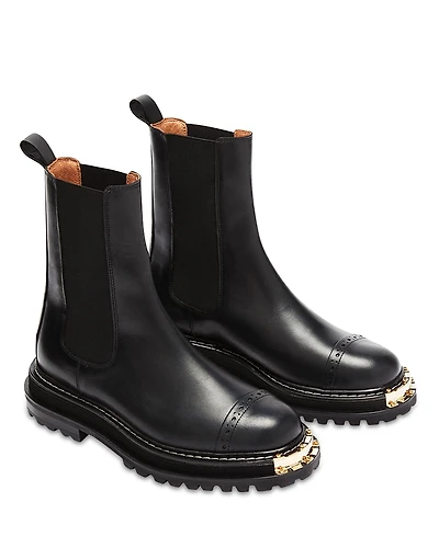 Sandro Women's Liam Black Cap Toe Stretch Booties