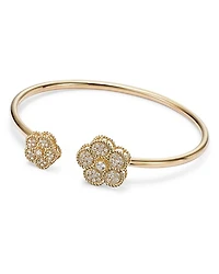 18K Yellow Gold Daisy Diamond Bangle Bracelet - Exclusive