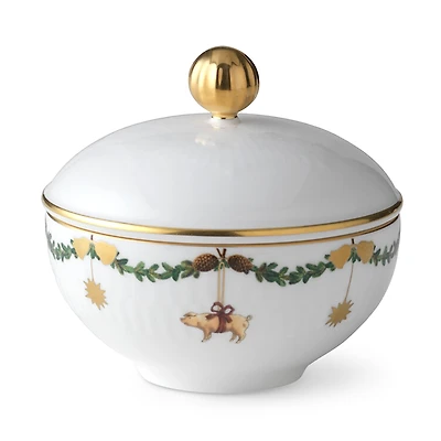 Royal Copenhagen Star Fluted Christmas Sugar Bowl with Lid