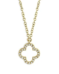 14K Yellow Gold Diamond Clover Pendant Necklace, 18" - Exclusive
