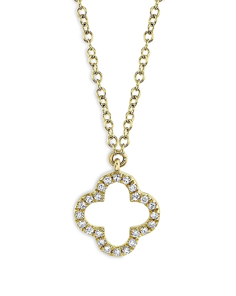 Moon & Meadow 14K Yellow Gold Diamond Clover Pendant Necklace, 18 - Exclusive