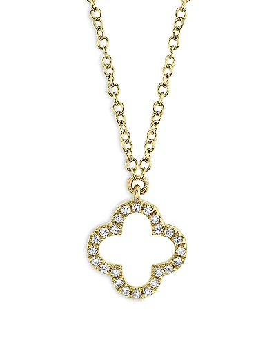 Moon & Meadow 14K Yellow Gold Diamond Clover Pendant Necklace, 18 - Exclusive