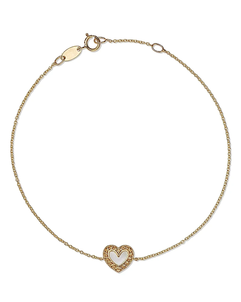 Bloomingdale's Fine Collection Mother of Pearl Heart Chain Bracelet