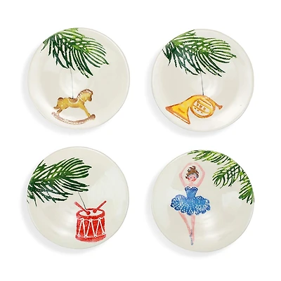 Vietri Nutcrackers Assorted Canape Plates, Set of 4