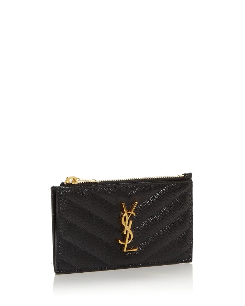 Cassandre Matelasse Fragments Zipped Card Case Grain De Poudre Embossed Leather