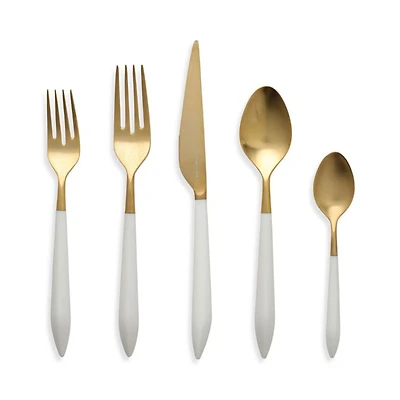 Ares Oro & White 5-Piece Place Setting