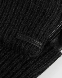 Long Knit Cuff Leather Gloves