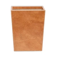 Leon Camel Full Grain Leather Tapered Rectangular Wastebasket