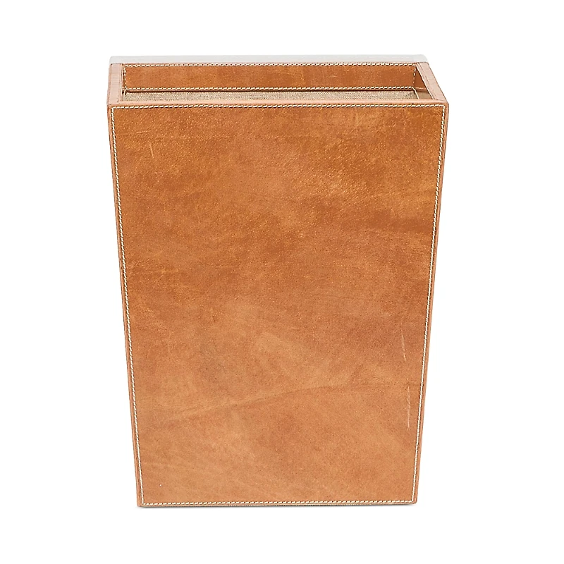 Pigeon & Poodle Leon Camel Full Grain Leather Tapered Rectangular Wastebasket
