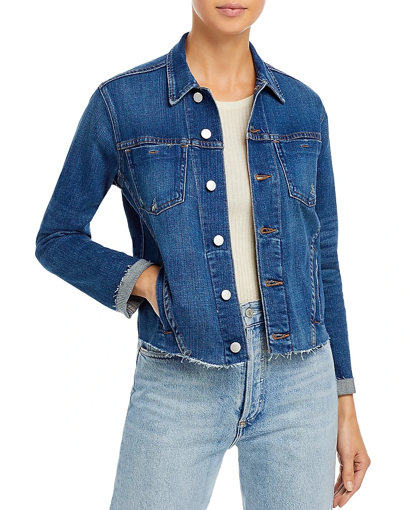 L'Agence Janelle Slim-Fit Raw Denim Jacket
