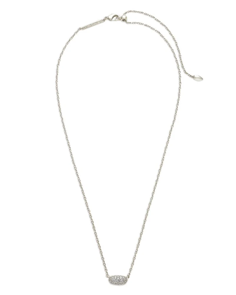 Grayson Cubic Zirconia Adjustable Pendant Necklace in Rhodium Plate, 19"