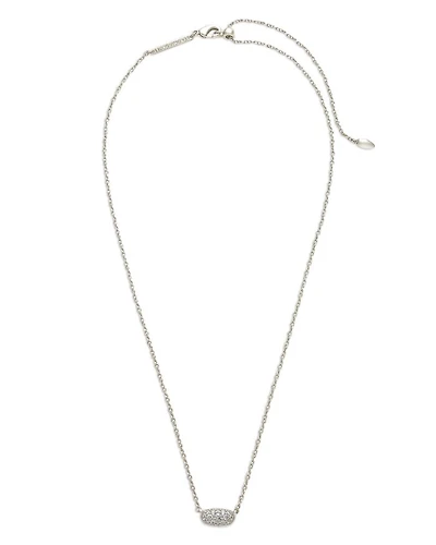 Grayson Cubic Zirconia Adjustable Pendant Necklace in Rhodium Plate, 19"
