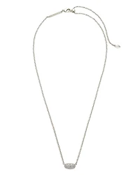 Grayson Cubic Zirconia Adjustable Pendant Necklace in Rhodium Plate, 19"