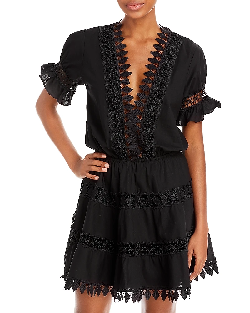 Peixoto Ora Cotton Embroidered Mini Dress Swim Cover Up