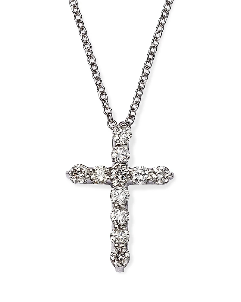 Bloomingdale's Fine Collection Diamond Small Cross Pendant Necklace