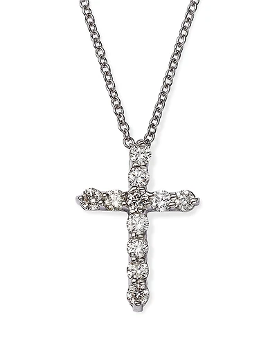 Bloomingdale's Fine Collection Diamond Small Cross Pendant Necklace
