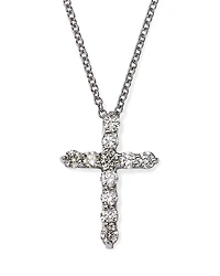 Bloomingdale's Fine Collection Diamond Small Cross Pendant Necklace