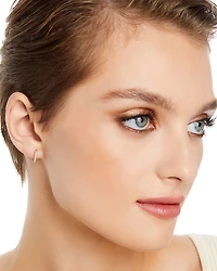 14K Yellow Gold Diamond Small Huggie Hoop Earrings - Exclusive