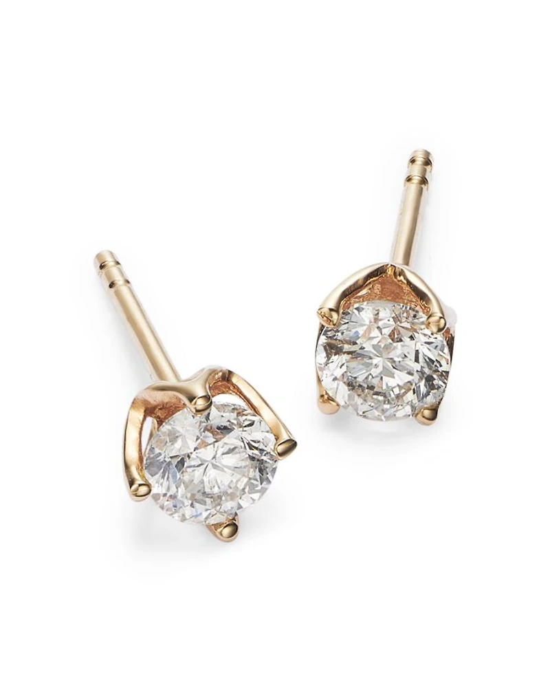 Diamond Round Tulip Stud Earrings 14K Yellow Gold, 0.25-1.0 tcw