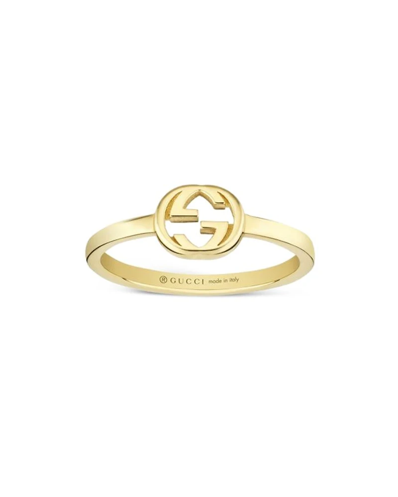 18K Yellow Gold Interlocking G Polished Logo Ring