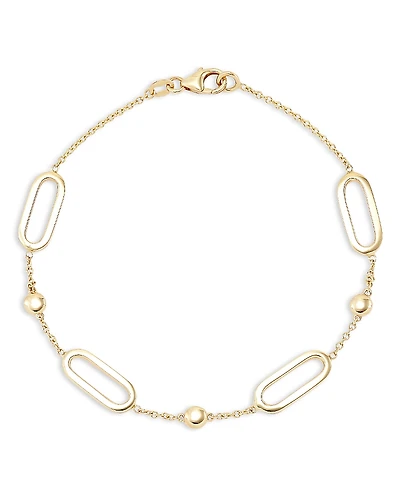 Alberto Amati 14K Yellow Gold Oval Link & Bead Bracelet