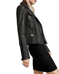 Cargo Quilted Leather Biker Jacket