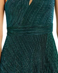 One Shoulder Crinkled Metallic Gown - Exclusive