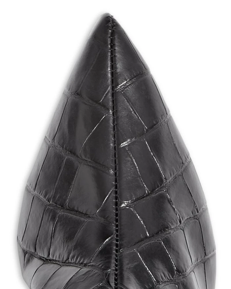 Women's Abbey Croc Embossed Kitten Heel Boots