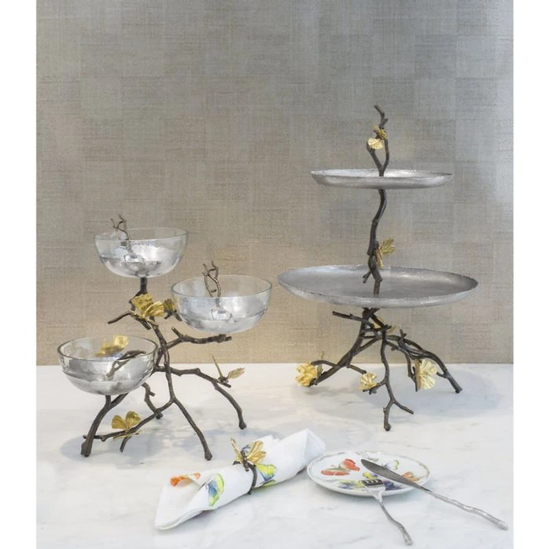 Butterfly Ginkgo Triple Bowl Set