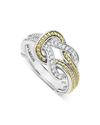 18K Yellow Gold & Sterling Silver Newport Diamond Knot Statement Ring