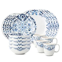 Juliska Iberian Indigo 16 Piece Dinnerware Set, Service for 4