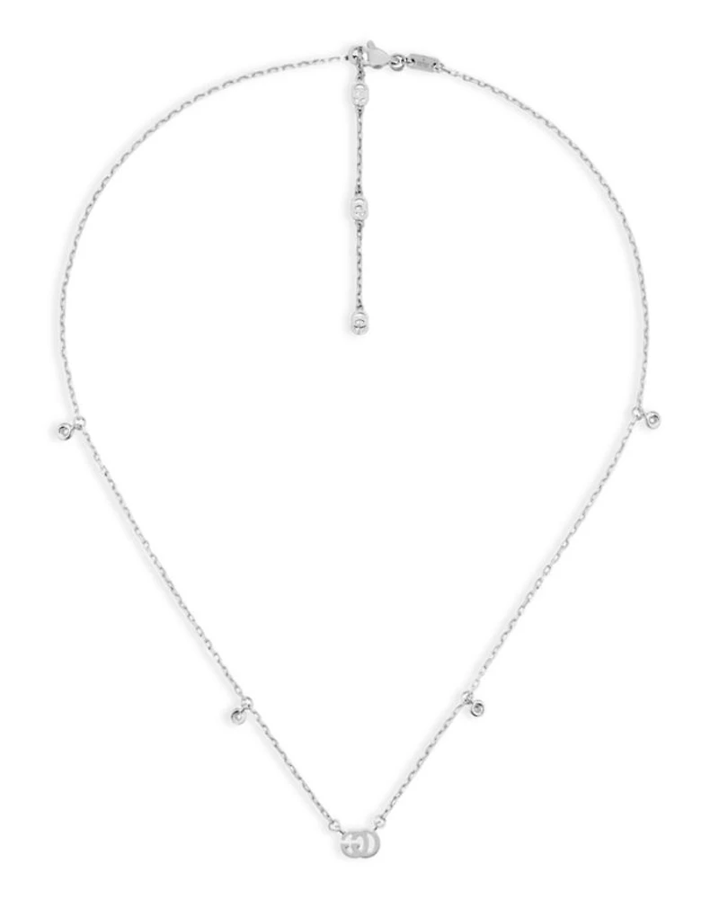 18K White Gold GG Running Chain Diamond Necklace, 14.5"