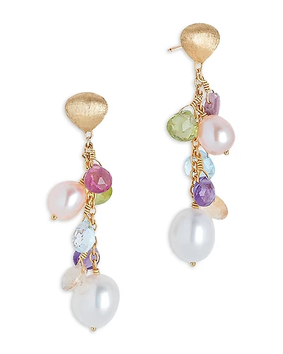 Marco Bicego 18K Yellow Gold Paradise Pearl Mixed Gemstone and Cultured Freshwater Pearl Drop Earrings