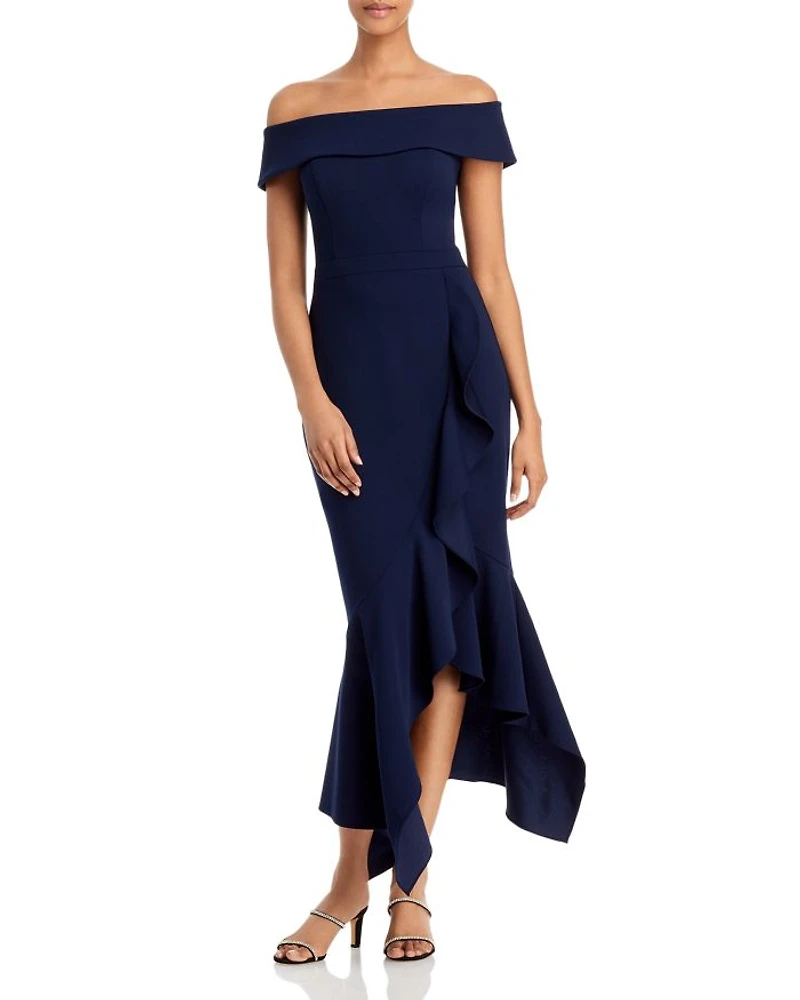 Scuba Crepe Off-the-Shoulder Midi Dress - Exclusive