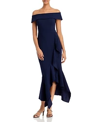 Scuba Crepe Off-the-Shoulder Midi Dress - Exclusive